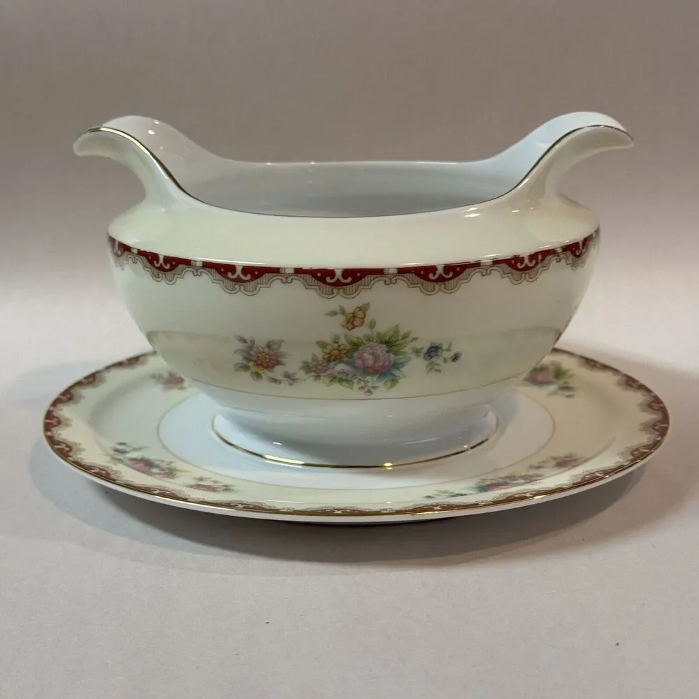 Royal Embassy China Gravy‎ Boat Attached Under Plate RUTLAND Japan